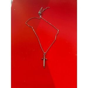 Dagger Sword Pendant Necklace - Silver Tone